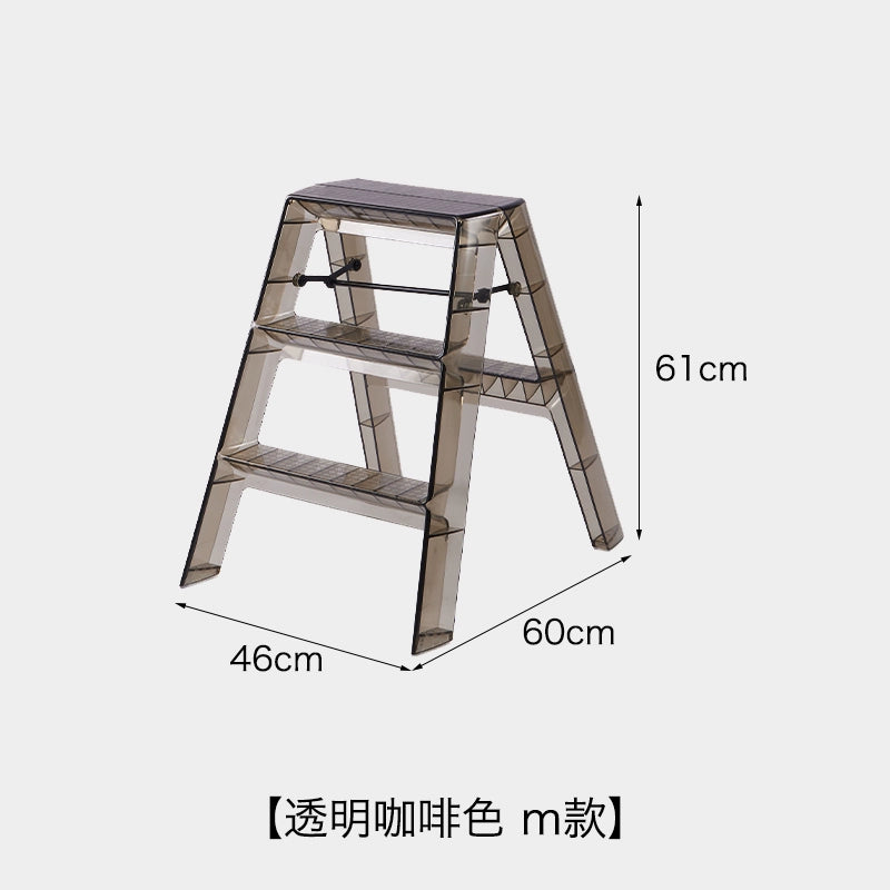 Transparente tragbare Klappleiter für den Haushalt, nordische Ins, dreistufige Leiter, Fischgrätenleiter, multifunktionales Regal 