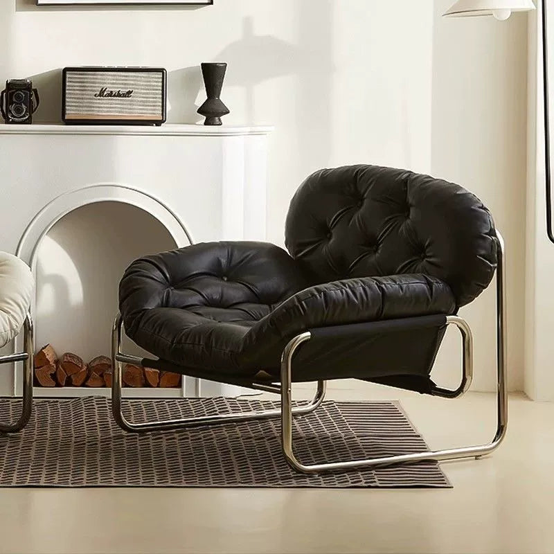 Einzelsofastuhl, leichter Luxus, hochwertiger Wohnzimmer-Freizeitsessel, cremefarben, mittelalterlicher Bauhaus-Lazy Chair 