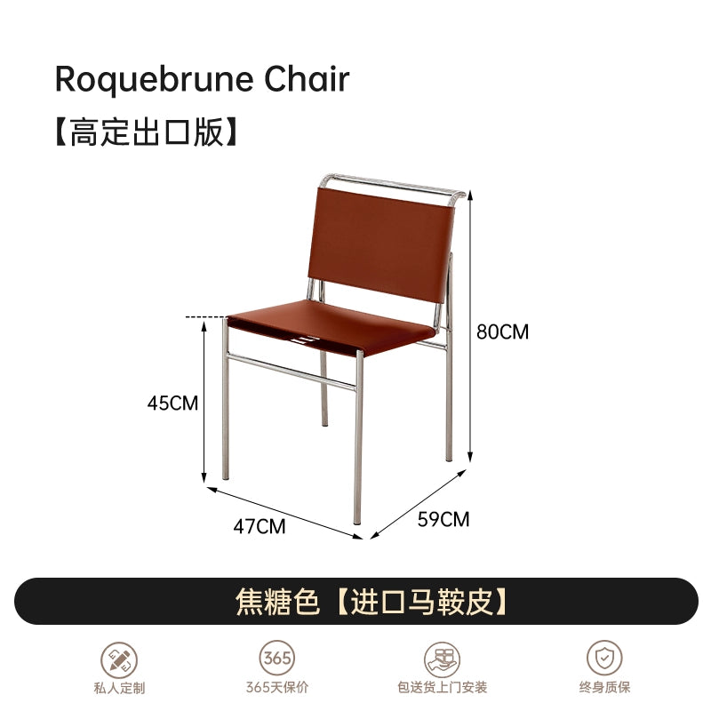 Minimalist Rockburun Chair Medieval Bauhaus Designer Dining Chair Saddle Leather Stainless Steel Chair Creative Makeup Chair