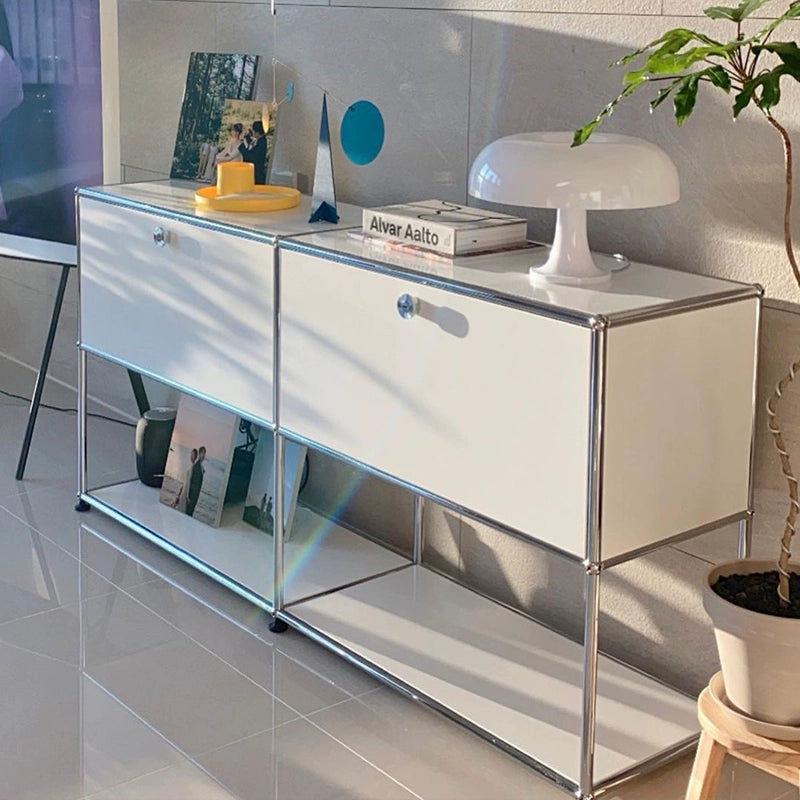 Medieval Light Luxury Dining Side Cabinet Usmah Metallmodulschrank Edelstahl-Eimerschrank Haushalt Wohnzimmer Bücherregal TV-Schrank 