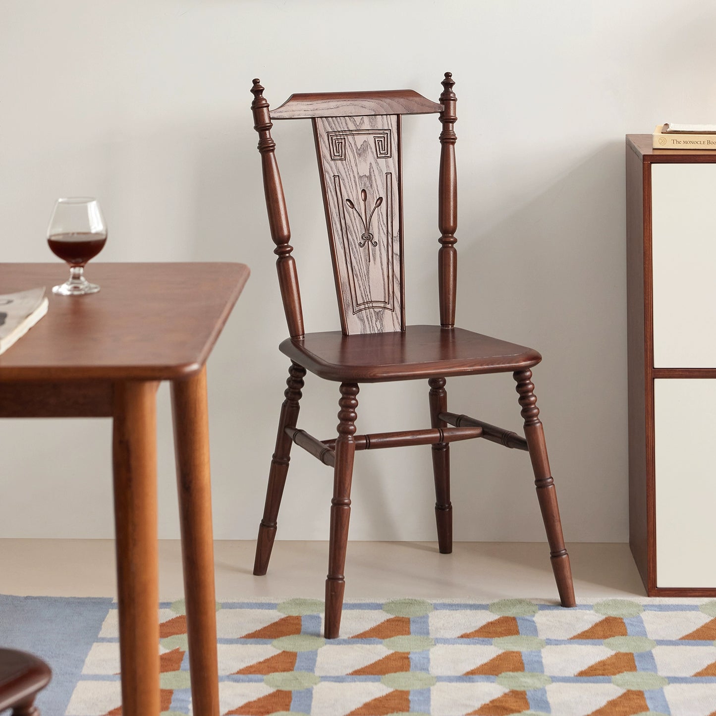 Mittelalterlicher Stuhl aus massivem Holz mit Rückenlehne, leichter Luxus-Esszimmerstuhl für Cafés, Balkon, lässiger Teestuhl, Haushalt, Wabi Sabi 