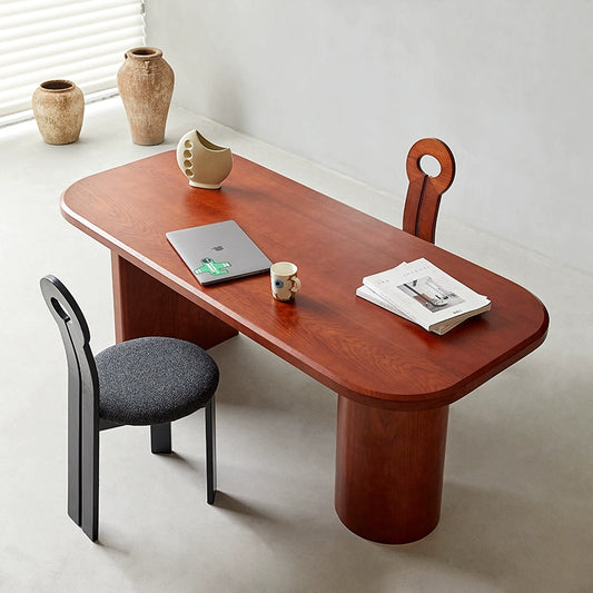 All solid wood dining table wabi-sabi wind medieval dining table household designer hotel table and chair combination special-shaped