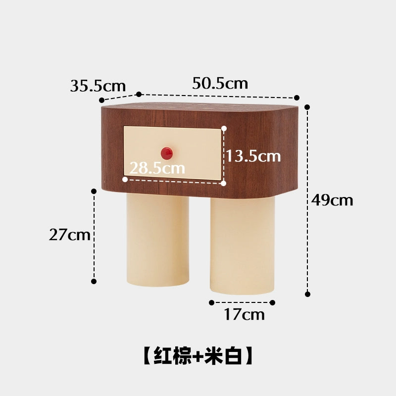 Cremefarbener Wind-Nachttisch, kreativer Nachttisch für Kinderzimmer, mittelalterlicher kleiner schmaler Schrank, niedlicher Lagerschrank 