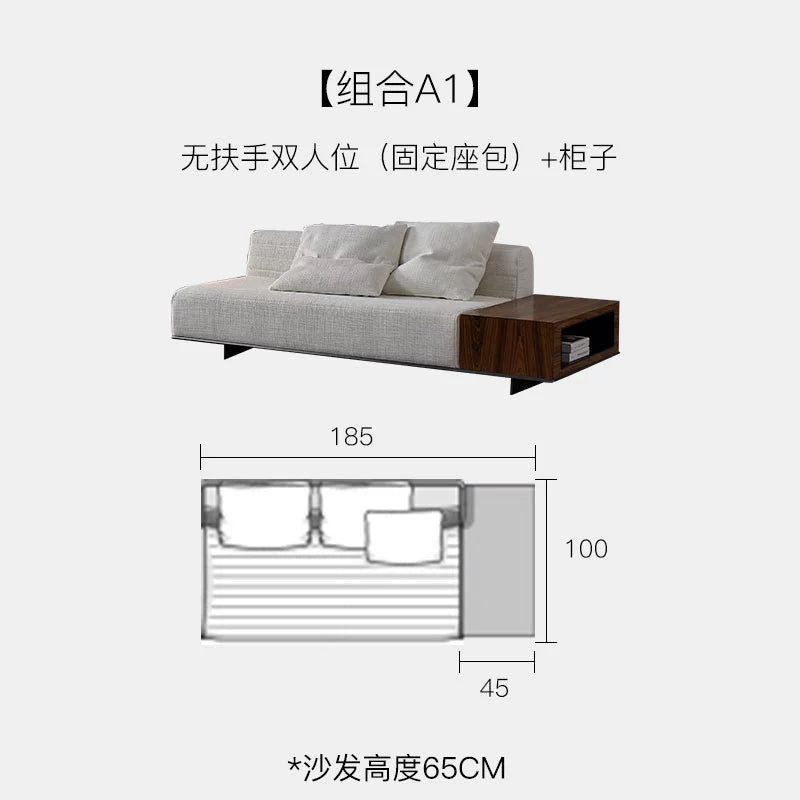 Italian Minimalist Designer Suspended Fabric Leather Villa Large Flat-floor Apartment ROGER Roger Sofa 2022