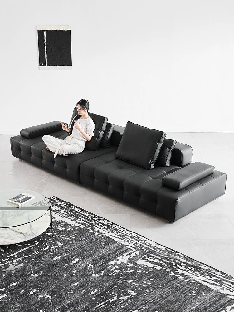 Home Furnishing Italian Minimalist Lawrence First Floor Cowhide Sofa Villa Large Flat Floor Large Apartment Designer Combination