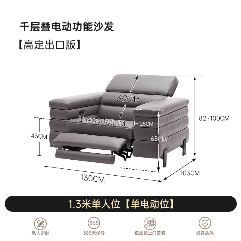 Italian Light Luxury Melaleuca Multi-functional Sofa First Class Zero Wall Villa Living Room High-end Leather Electric Sofa