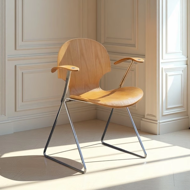 Mittelalterlicher Esszimmerstuhl, Designer-Ginkgo-Stuhl, Massivholz, nordischer Ins-Stil, minimalistischer Stuhl mit Rückenlehne, Kreativität 