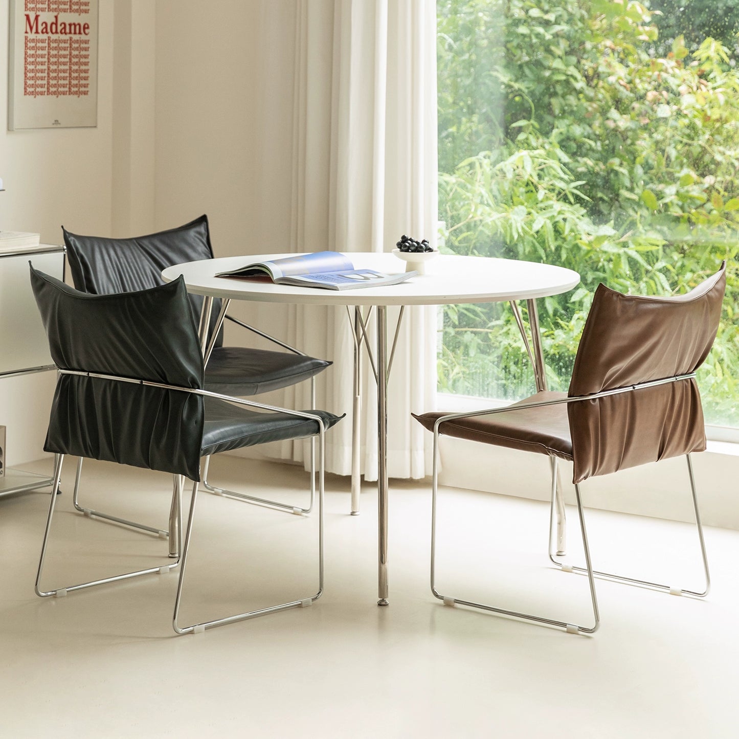 Medieval Light Luxury Dining Chair Einfacher Büro-Freizeit-Computer-Rückenstuhl Weiche Tasche Kleine Wohnung Einzelstuhl 