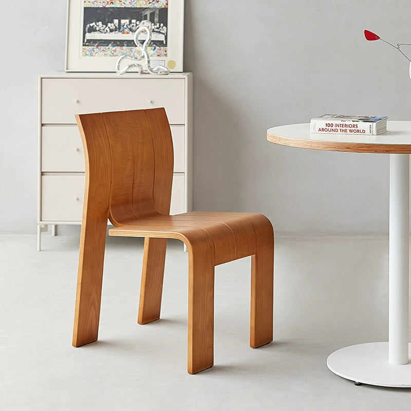 Mittelalterlicher Esszimmerstuhl aus Massivholz, Wabi-Sabi-Stuhl für den Haushalt, einfacher Rückenlehnenhocker, Designgefühl B &amp; B 