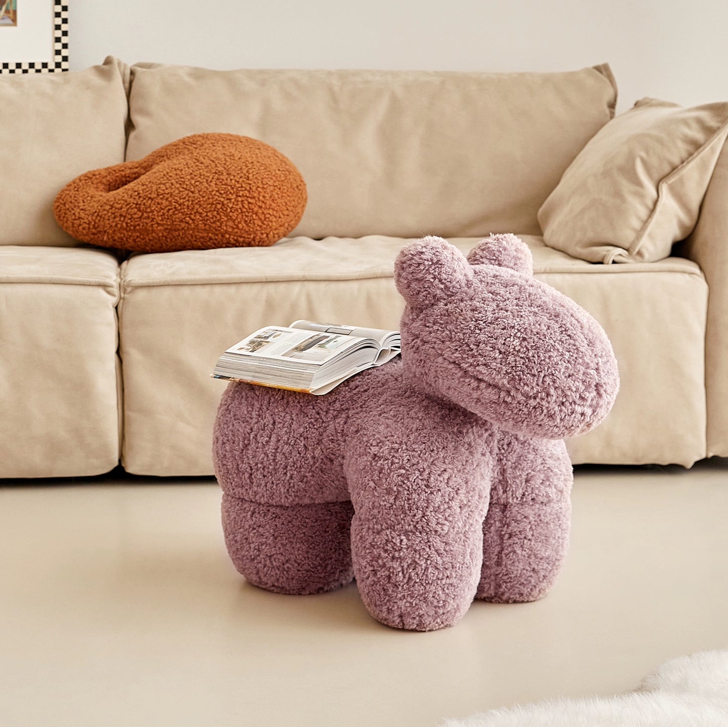 Lammwolle Pony Stuhl Ins PopularStyle Einzelsofa Stuhl Freizeit Niedriger Hocker Haushalt Tier Hocker Ornament 