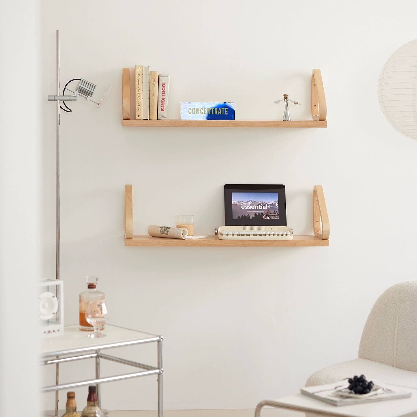 Wall Shelf Medieval Ins Simple Wall Hanging One-word Board Bookshelf Log Wind Display Rack