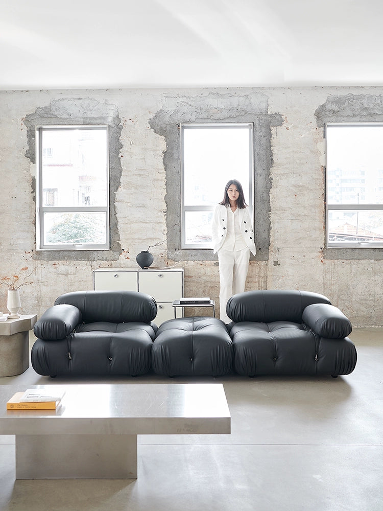 Italian Medieval Furniture Chameleon Sofa Mario Living Room Leather Bread Square Module Sofa Combination