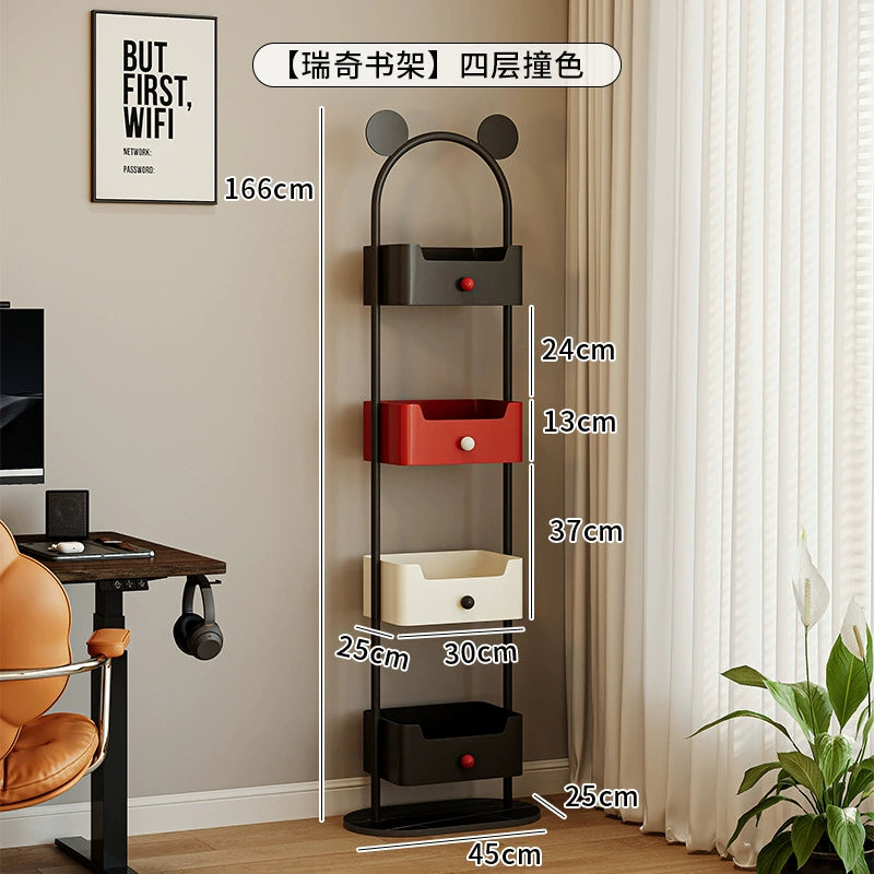 Bodenhohes Bücherregal Wohnzimmer Zuhause Mehrschichtiges Schmiedeeisenregal an der Wand Kreativer Kinder-Eckschrank 