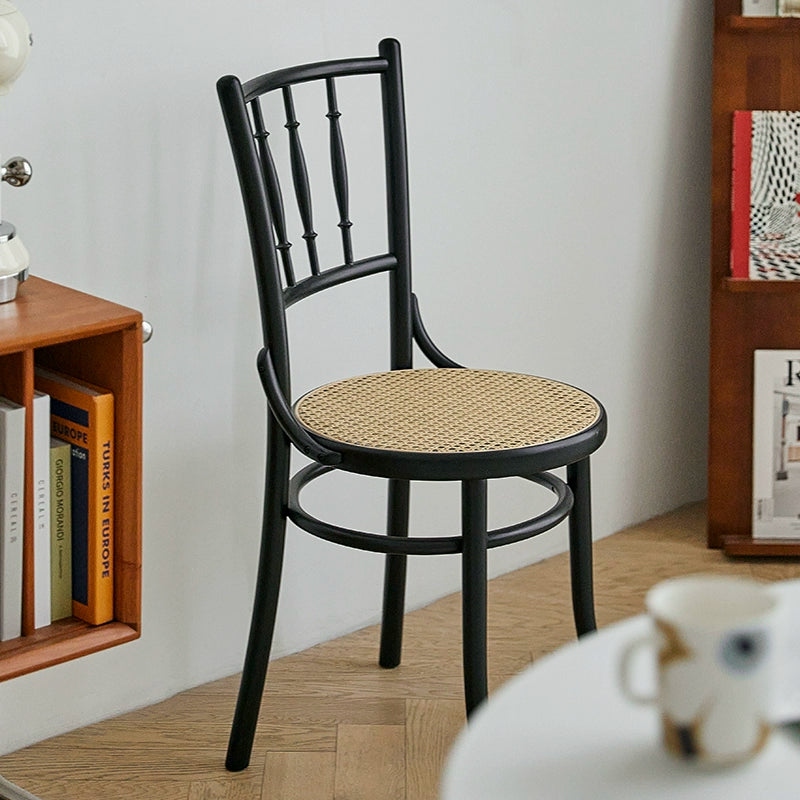Retro Rattan Esszimmerstuhl Massivholz Rückenlehne Stuhl Home Designer TON378 Stuhl Nordic Ins Stil 