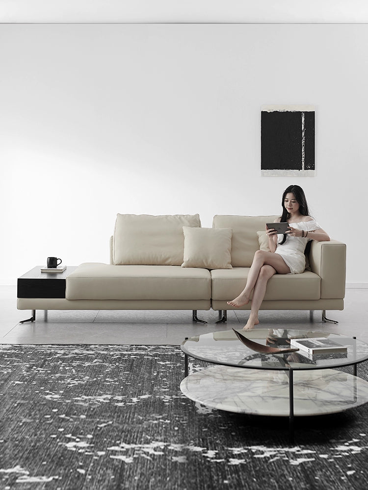 Home Italian Minimalist Mondrian Mondrian Leather Sofa Villa Small Apartment Designer Combination