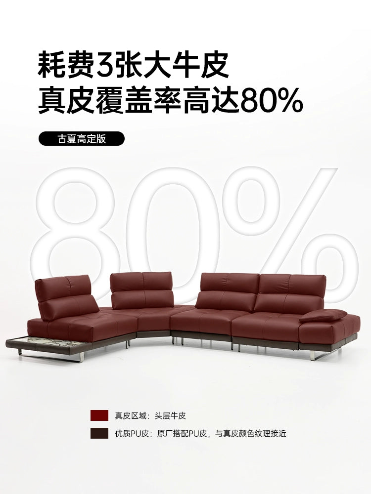 Roman Sofa Italian Minimalist Villa Large Flat Living Room Functional Backrest Adjustable Electric Sofa Light Luxury Leather