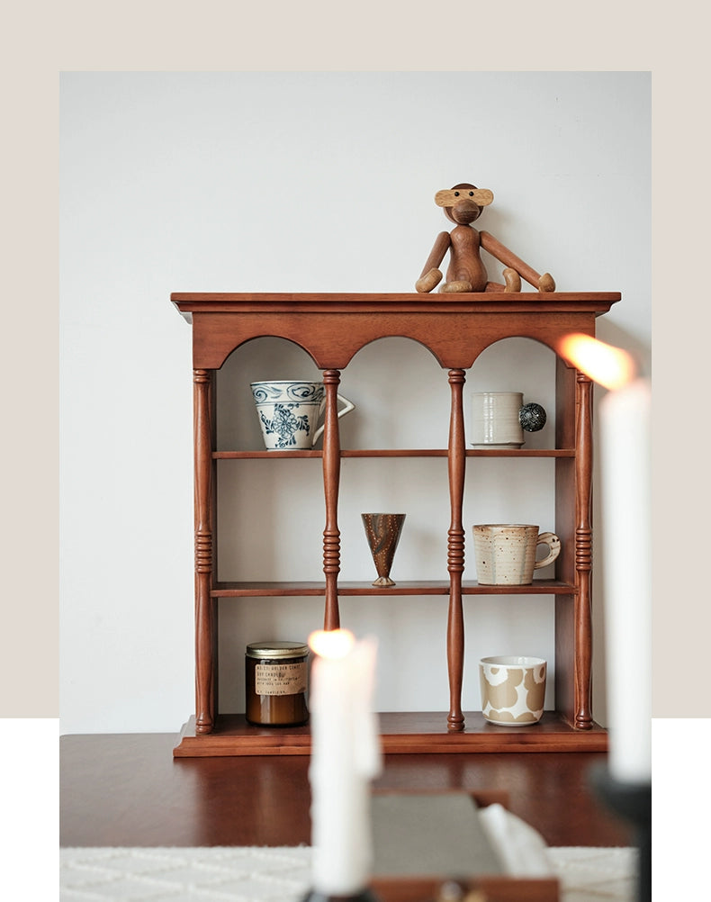 Mittelalterliches Regal zum Aufhängen an der Wand, Retro-französisches Desktop-Aufbewahrungsregal, Massivholz, Kaffeetassenhalter, Wanddekoration 