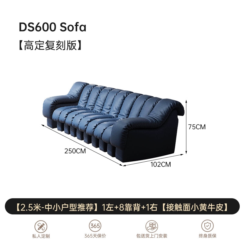 Italian Light Luxury Leather Snake Sofa DS600 Curved Sofa Villa Large Flat Layer Designer Module Combination