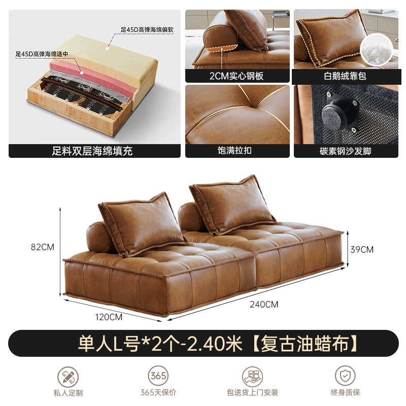 Nordic Single Creative Piedmont Sofa Expression Minimalist Living Room Leather Tofu Square Sofa Combination