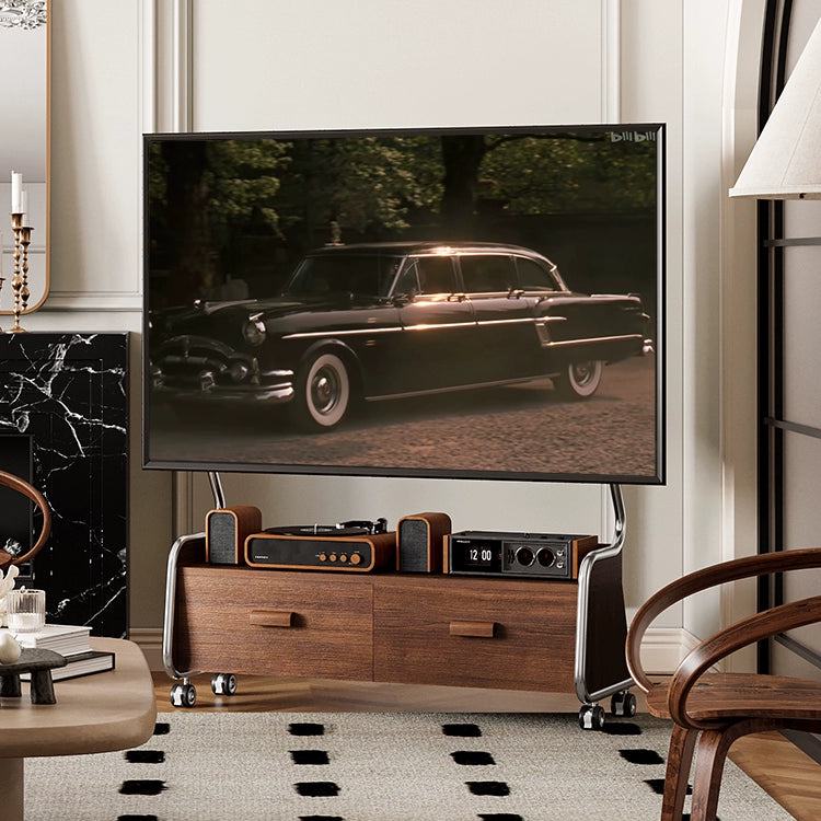 Abnehmbarer TV-Ständer, vom Boden bis zur Decke, nordischer mittelalterlicher Monitor-Universalaufhänger mit Radschloss 