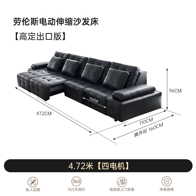 Lawrence Electric Sofa Italian Minimalist Living Room Zero Against The Wall Straight Row Adjustable Leather Retractable Function Sofa Bed