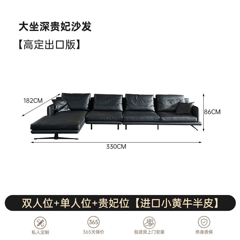 Italian Light Luxury Minimalist Designer Leather Sofa Large Apartment Living Room Home Large Sitting Deep Combination Concubine 2022