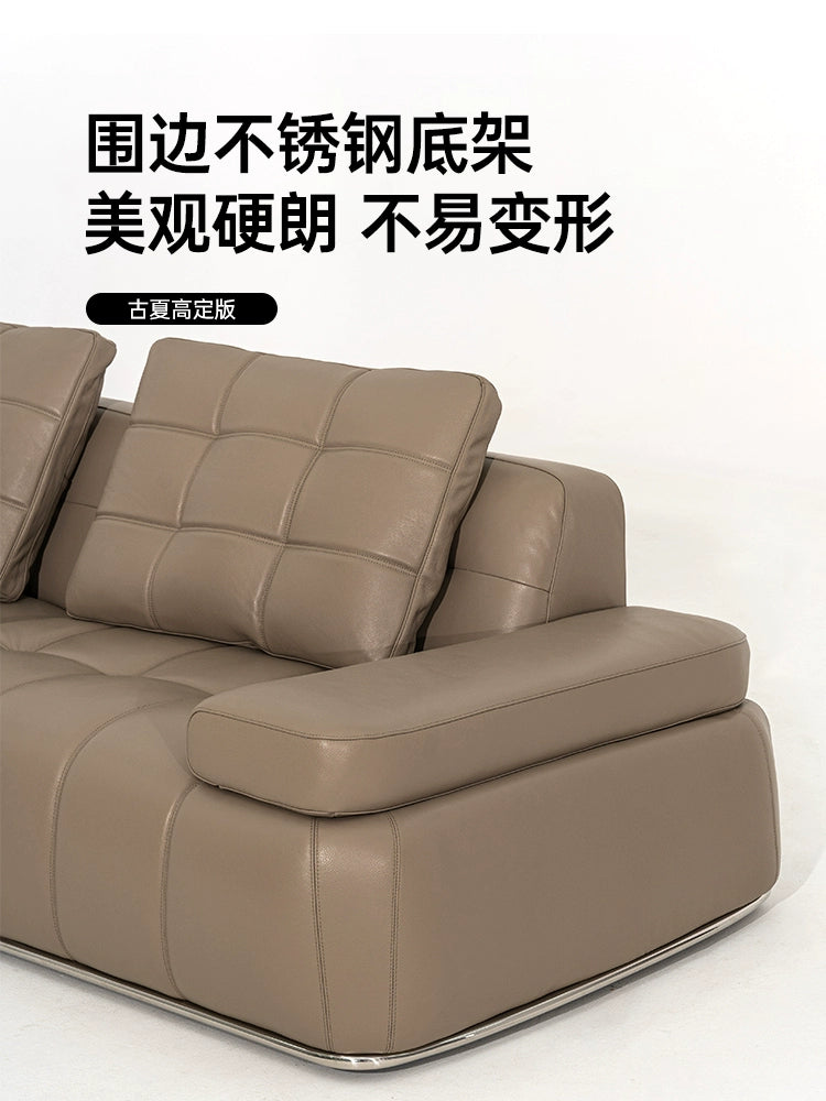 Italian Light Luxury 2025 New Lawrence Sofa Large Flat Living Room Minimalist Leather Straight Row High Backrest Sofa