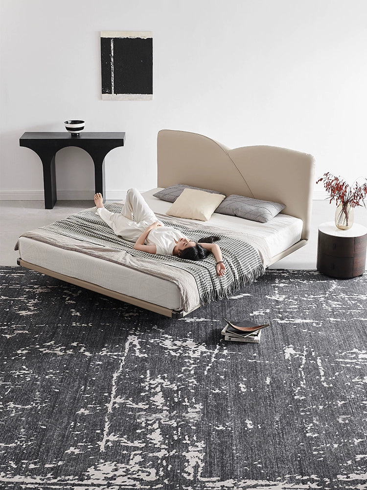 Italian Leather Bed Modern Simple High-end Atmosphere Master Bedroom Double Bed Full Steel Frame Soft Bed Wedding Bed