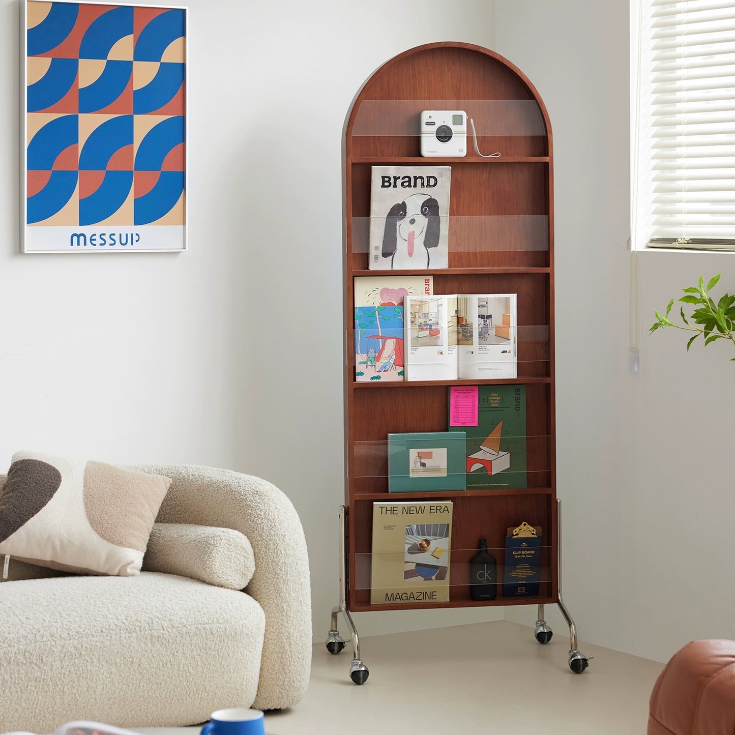 Zeitschriftenständer Multifunktionaler Ganzkörperspiegel Retro-Zeitungsständer aus Massivholz vom Boden bis zur Decke Beweglicher Ganzkörperspiegel 