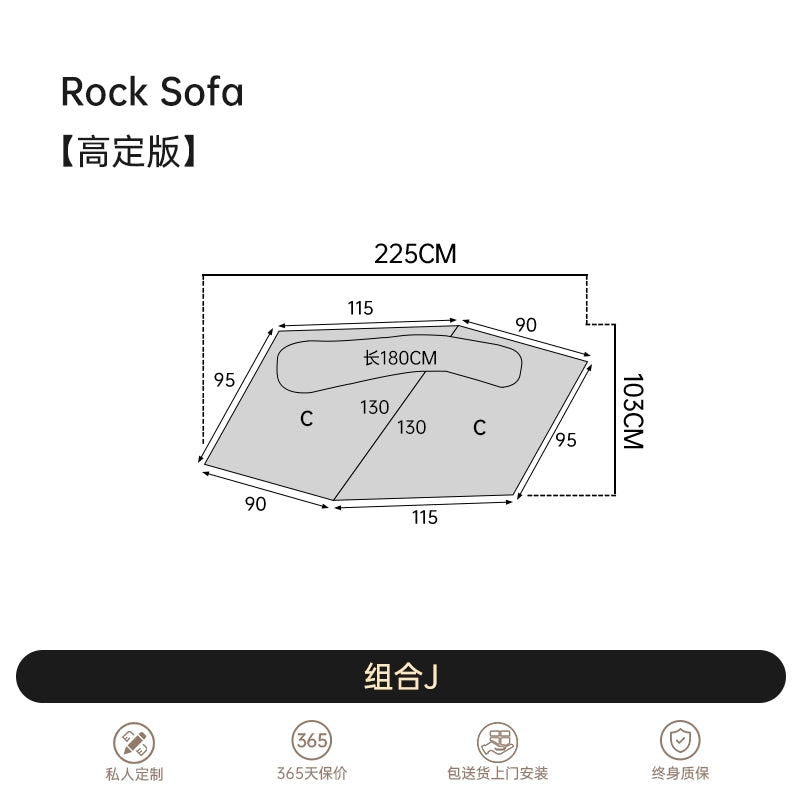 Italian Light Luxury Fabric Rock Sofa Chenille Velvet Large Flat-floor Villa Living Room Special-shaped Module Combination Sofa