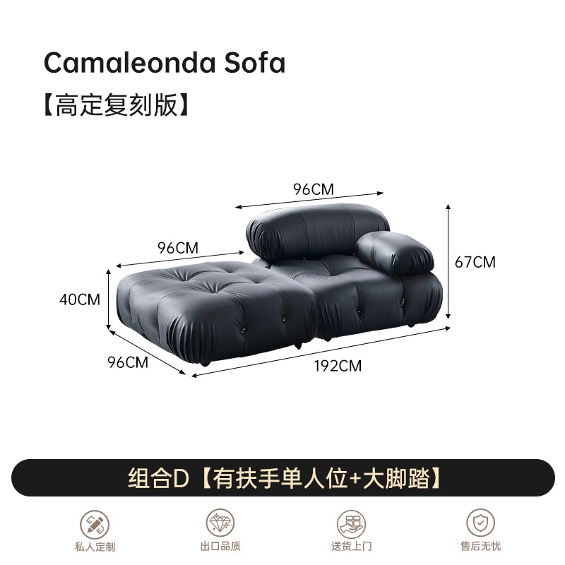 Italian Medieval Furniture Chameleon Sofa Mario Living Room Leather Bread Square Module Sofa Combination