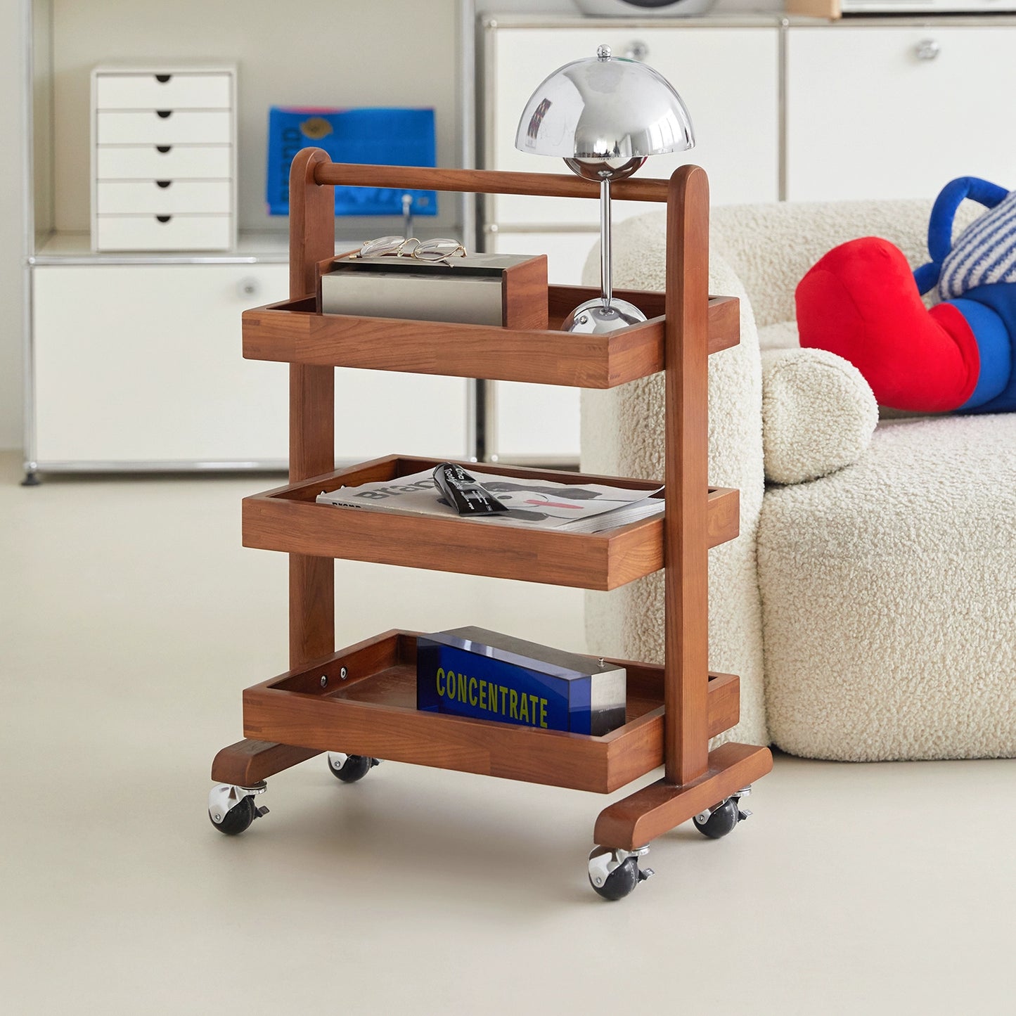 Mittelalterlicher Trolley-Rack Massivholz Mobile Sofa Edge Paar Kreative Nordic Modern Side Cabinet Teetisch 