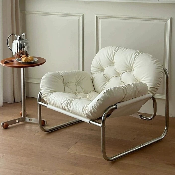 Einzelsofastuhl, leichter Luxus, hochwertiger Wohnzimmer-Freizeitsessel, cremefarben, mittelalterlicher Bauhaus-Lazy Chair 