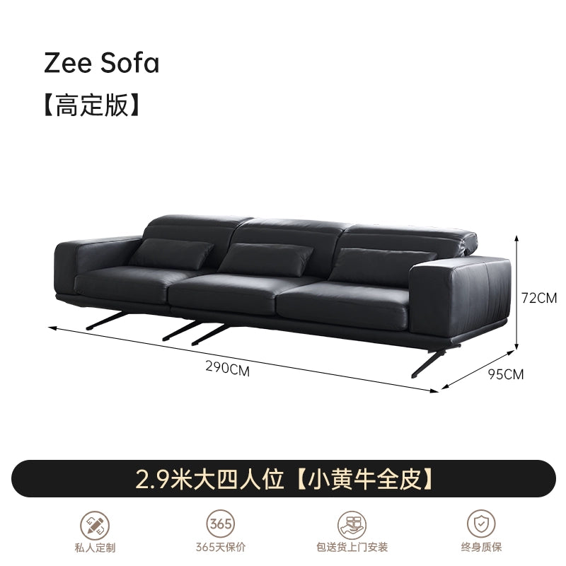Italian Minimalist Adjustable Backrest Sofa First Layer Cowhide Modern Minimalist Living Room Designer Zee Straight Corner