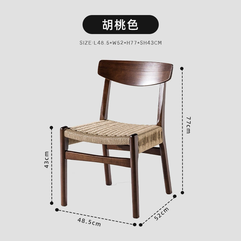 Retro Seil gestrickt Esszimmerstuhl Wabi Wind Massivholz Rückenlehne Stuhl Designer kreativ nordischen japanischen Freizeitstuhl