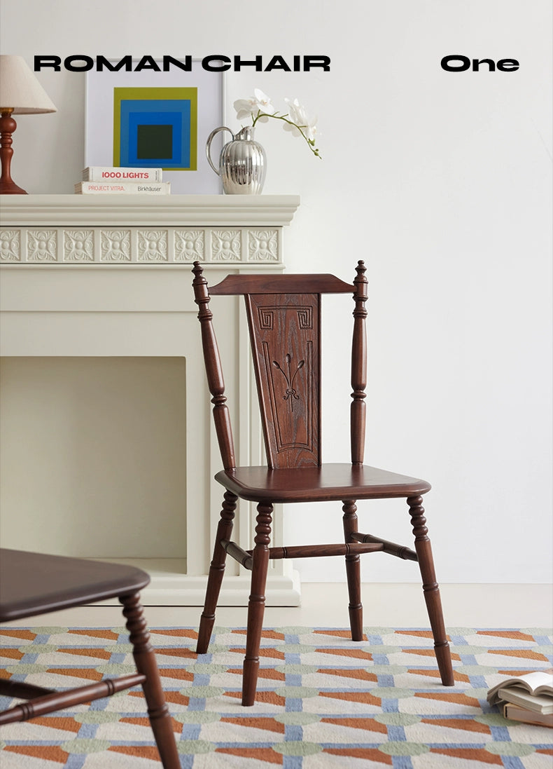 Mittelalterlicher Stuhl aus massivem Holz mit Rückenlehne, leichter Luxus-Esszimmerstuhl für Cafés, Balkon, lässiger Teestuhl, Haushalt, Wabi Sabi 