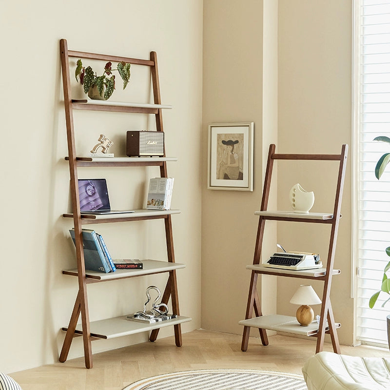 Bücherregal aus Sattelleder, mittelalterliches Replika-Regal, deckenhoher mehrschichtiger Lagerschrank, Wandregal aus Massivholz, Wohnzimmer 