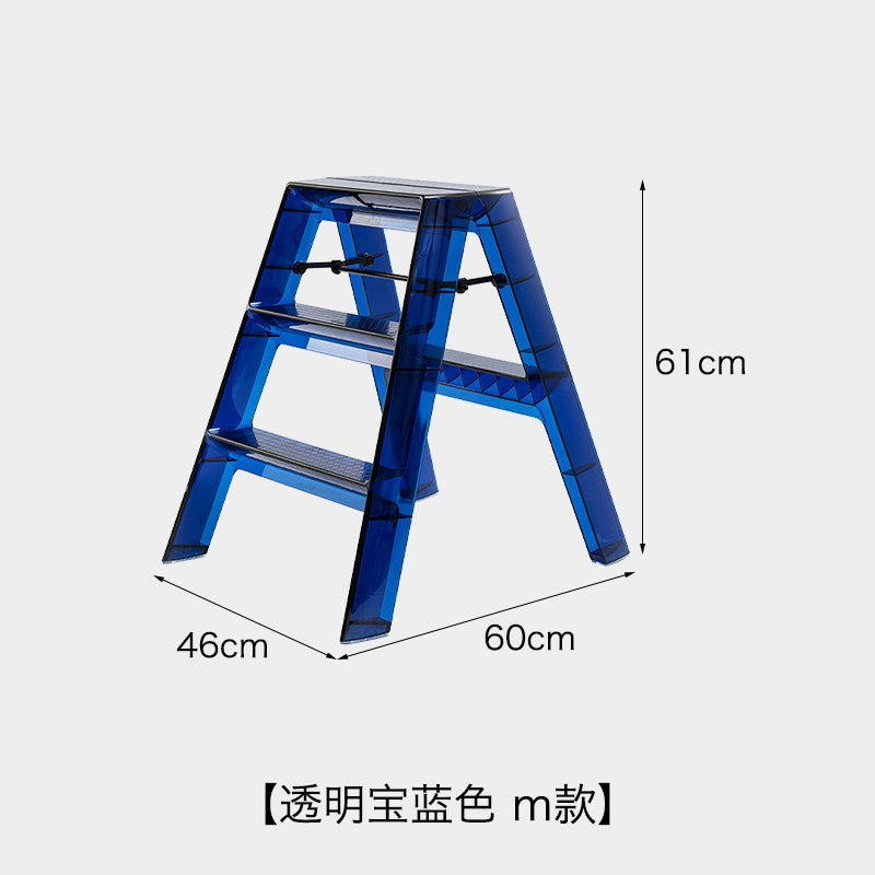 Transparente tragbare Klappleiter für den Haushalt, nordische Ins, dreistufige Leiter, Fischgrätenleiter, multifunktionales Regal 