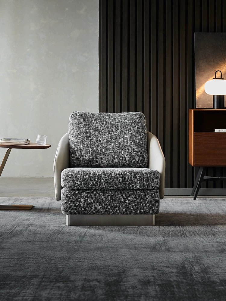 Home Furnishing High-end Cotton and Linen Leisure Chair True Italian Minimalist Leather Chair Designer Living Room Negotiation Chair Single Sofa