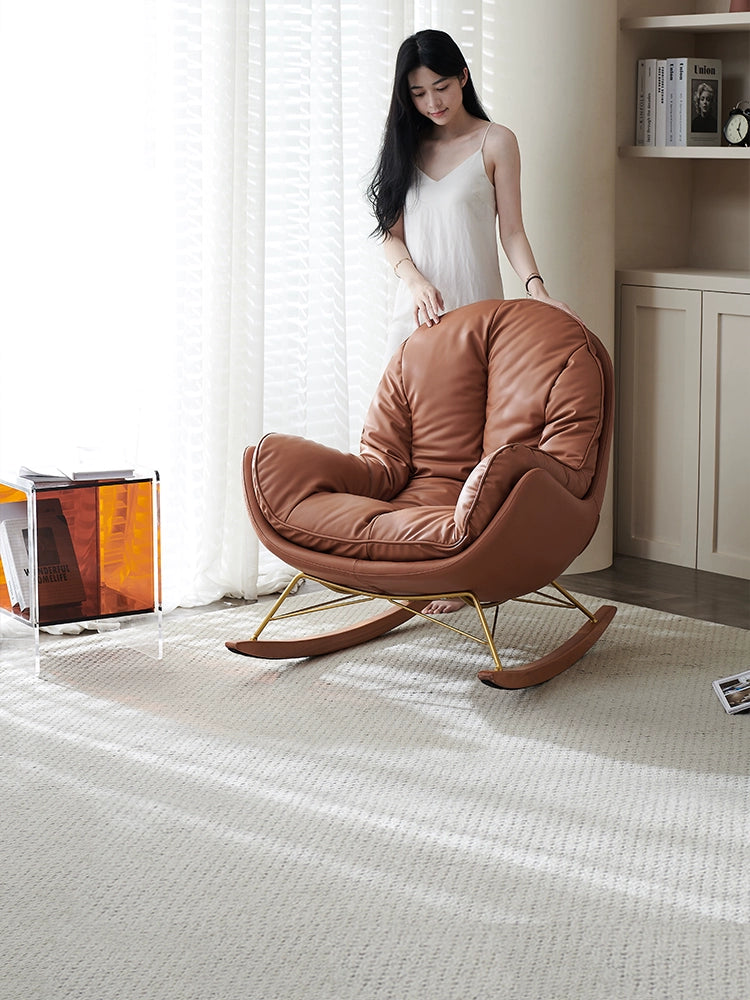 Ins Popular Rocking Chair Cream Wind Single Sofa Recliner Modern Living Room Bedroom Balcony Leather Lazy Leisure Rocking Chair