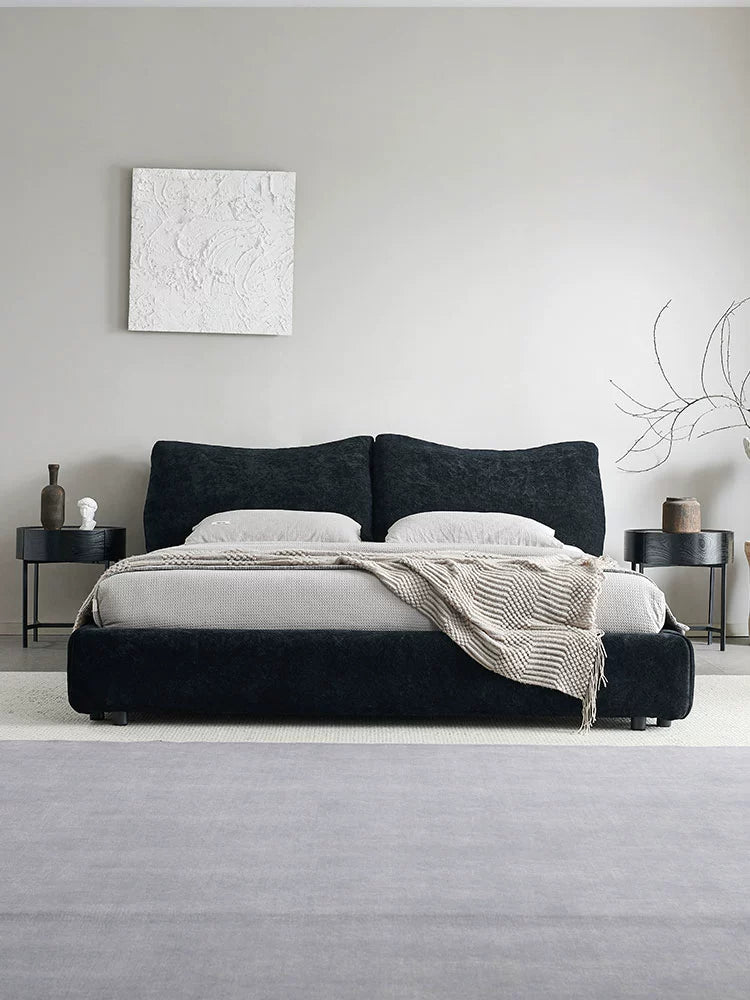 Petal Bed Italian Minimalist Fabric Bed Internet Celebrity Master Bedroom Double Bed High-end Chenille Velvet Multifunctional Soft Bag Bedside