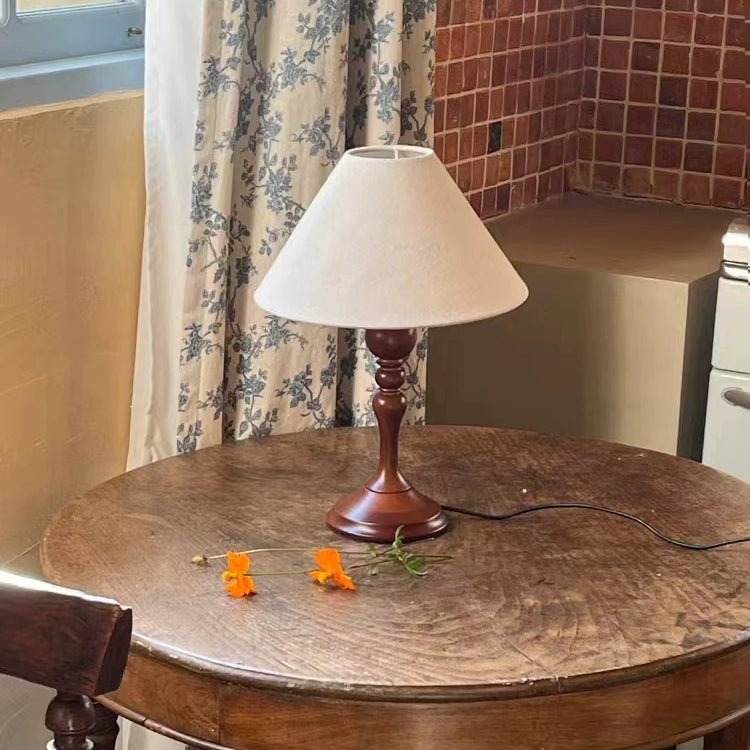 Mittelalterliche Massivholz-Tischlampe Wabi-Sandy Wind Chinesische Retro-Atmosphärenlampe Dekoration Schlafzimmer Neue Nachttischlampe 