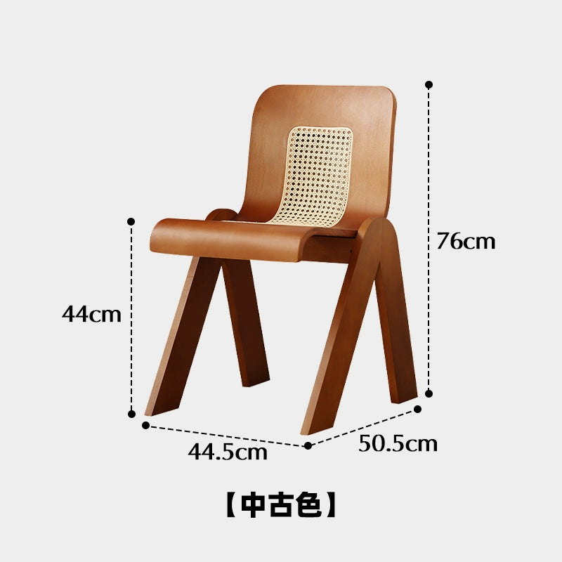 Mittelalterlicher Rattan-Esszimmerstuhl aus Massivholz, Wabi-Sabi-Windstuhl, französischer leichter Luxus-Rückenstuhl, Designer-Schreibtischstuhl 