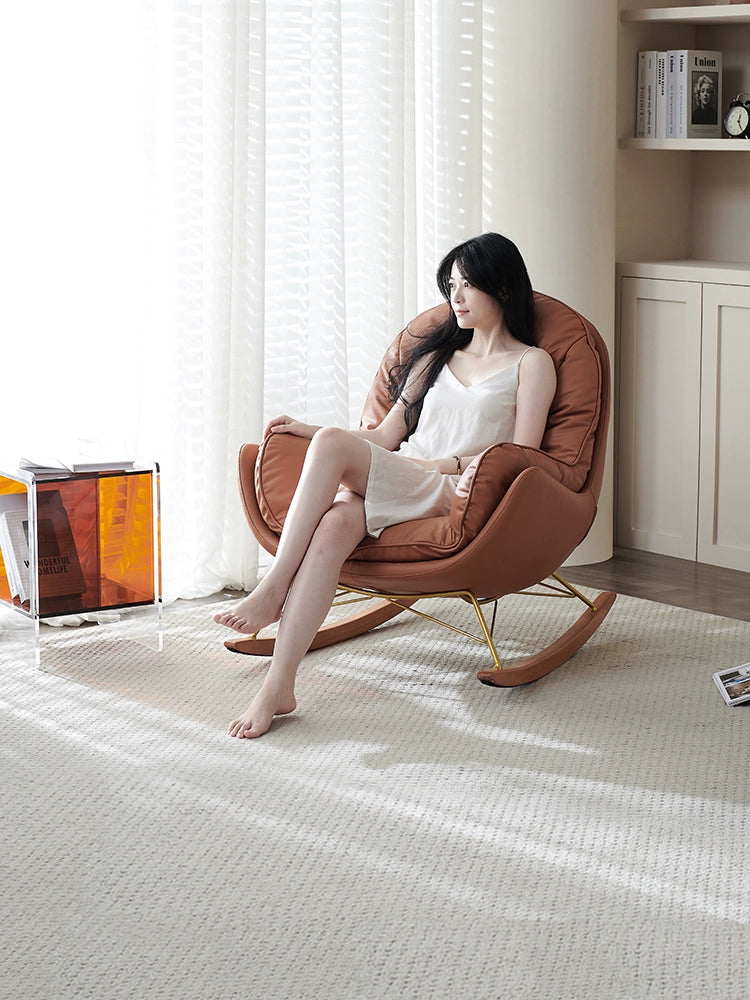 Ins Popular Rocking Chair Cream Wind Single Sofa Recliner Modern Living Room Bedroom Balcony Leather Lazy Leisure Rocking Chair