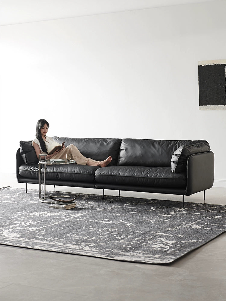 Nordic HUG Hug Sofa Waterproof and Anti-fouling Simple Medieval Straight Row Leather Small Apartment Living Room Three-person Sofa