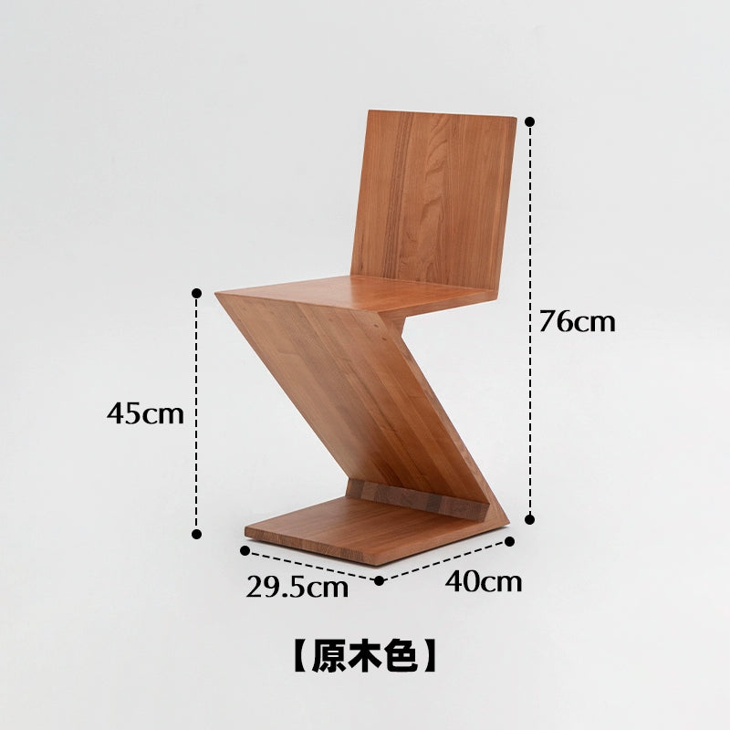 Mittelalterlicher Stuhl Replik Zigzagchair Designer Esszimmerstuhl Kreativer Hocker mit Rückenlehne aus Massivholz Z-Wort 