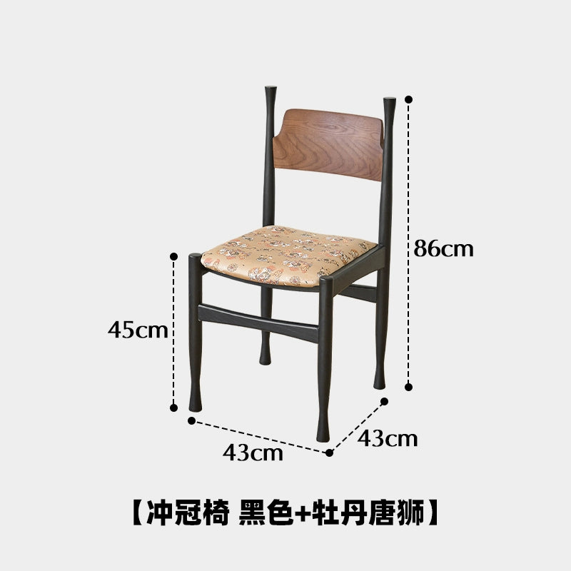 Mittelalterlicher Esszimmerstuhl aus Massivholz, bestickter Stuhl mit weicher Tasche, französischer Retro-Esszimmerstuhl für Cafés, Stuhl mit nordischer Rückenlehne 