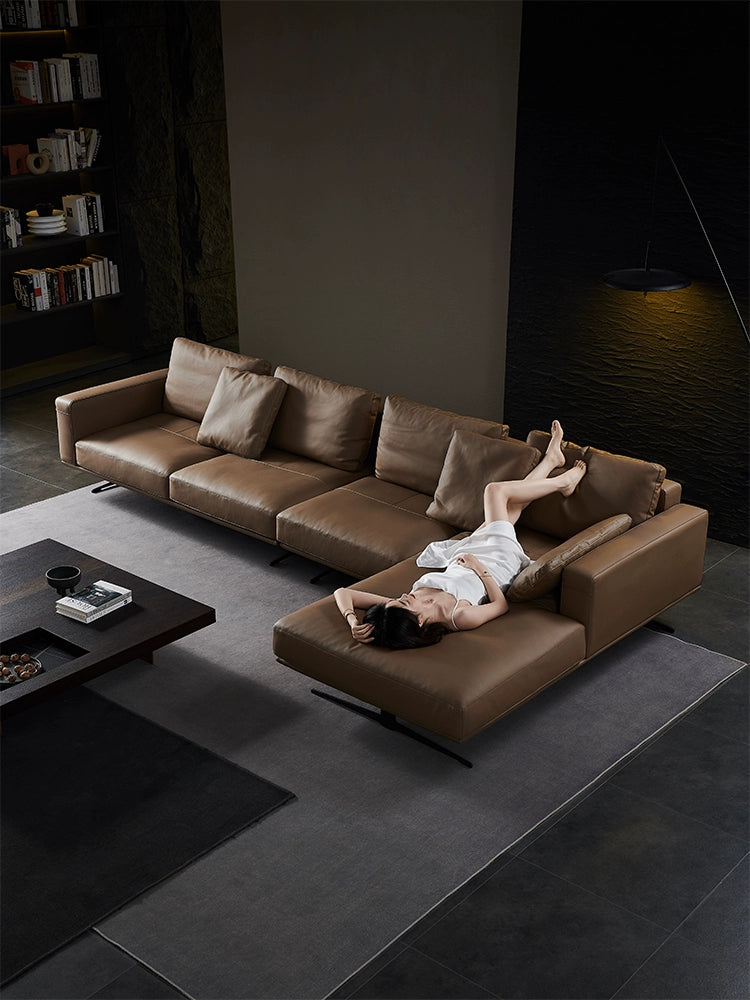 Home Furnishing Italian Minimalist Designer First-layer Cowhide Sofa Large Apartment Living Room Large Sitting Deep Concubine Combination
