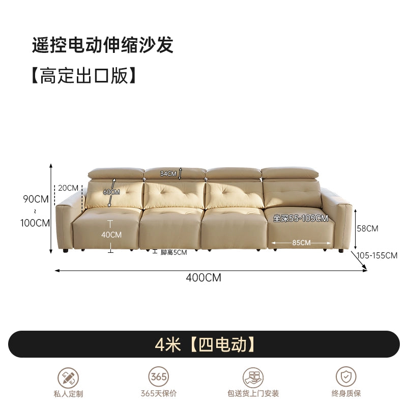 Italian Minimalist Electric Sofa Small Apartment Living Room Adjustable Function Sofa Bed High-end Zero Wall Straight Sofa