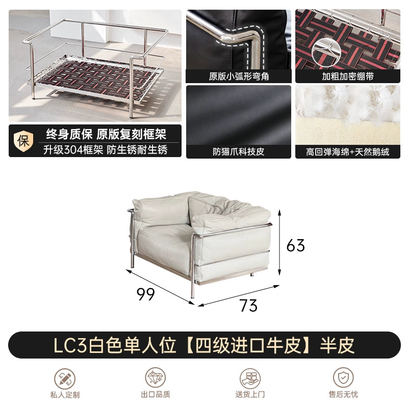 Medieval Bauhaus LC3 Sofa Living Room Balcony Designer Office Negotiation First Layer Cowhide Sofa